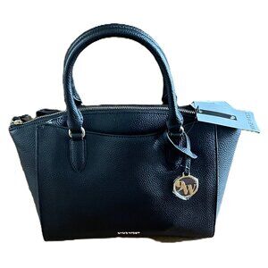 NWT Nine West Josie Jet Set Satchel Crossbody Purse Faux Leather Black